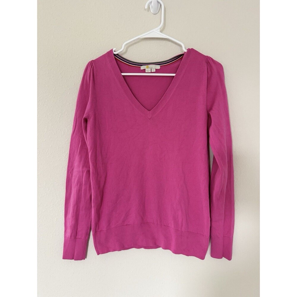 Boden Cotton V-Neck Casual Classic Preppy Sweater Posy Pink Size S Classic Top